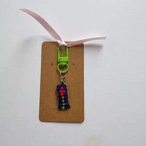 Floral Beaded Rectangle Charm